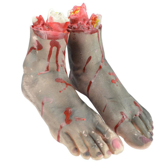 1 Pair Chopped Human Parts Scary Bloody Feet Halloween Party Decorations Prop Black Feet