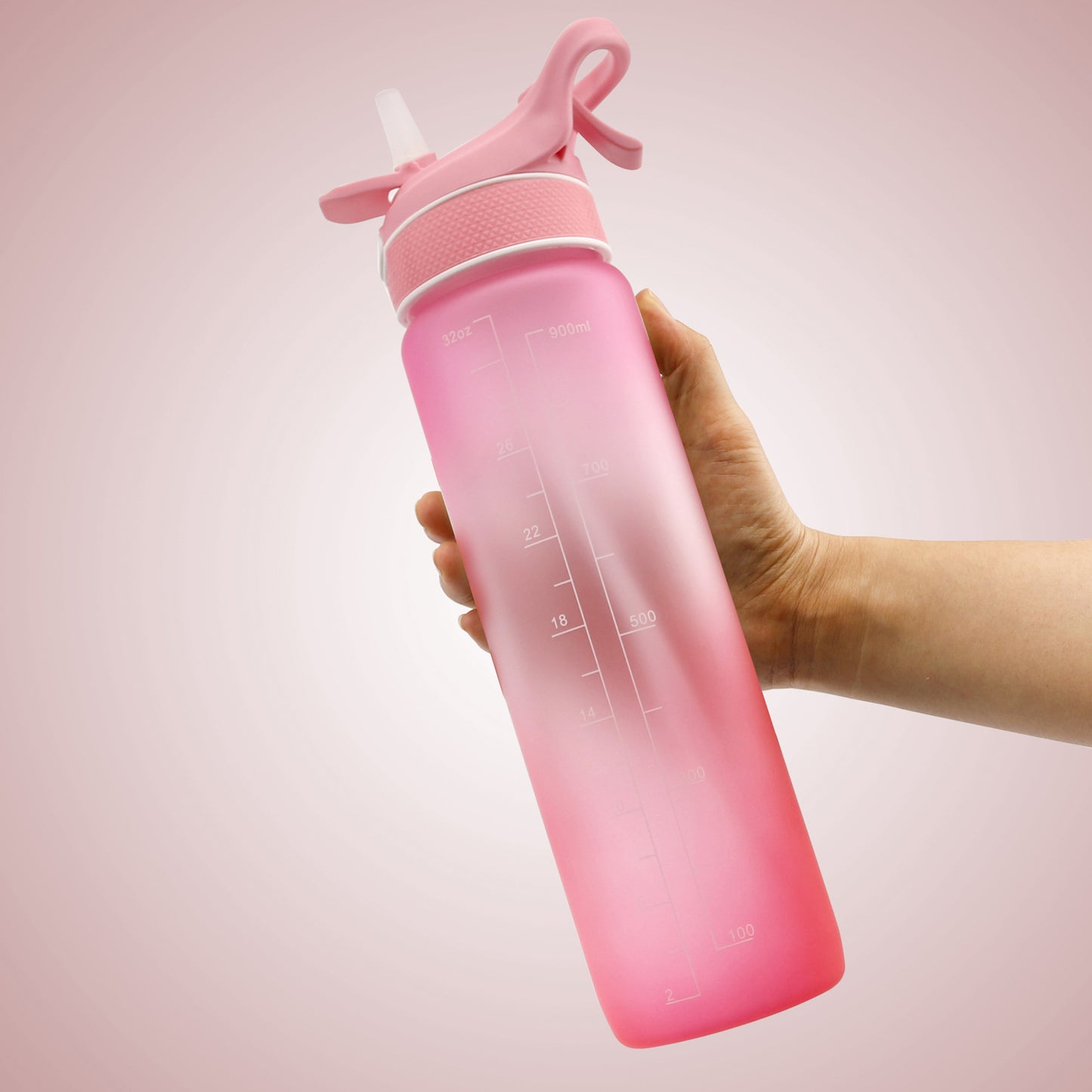 1000ML Plastic Spray Water Bottle Scrub Bounce Cover Straw Space Cup Sports Water Bottle