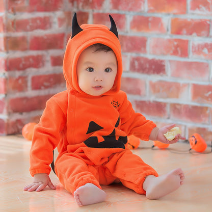 Halloween pumpkin hooded jumpsuit