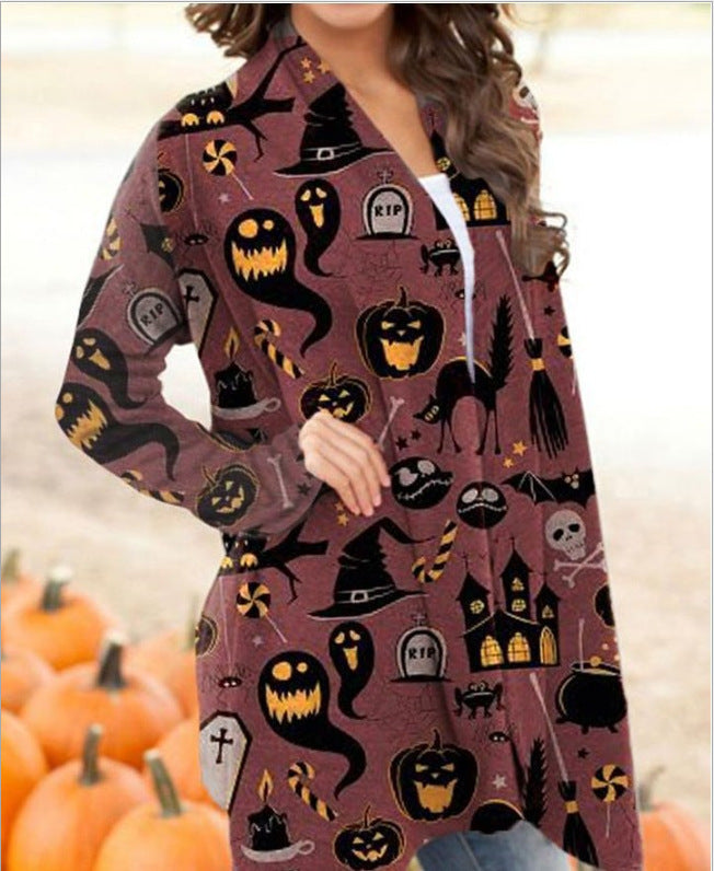 New European And American Casual Halloween Theme Printed Jacket Small Cardigan