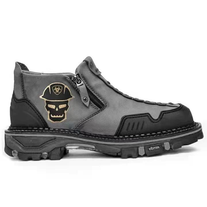European And American Men's Short Boots Halloween Skull Shoes