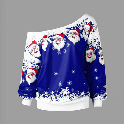 One-shoulder Santa Claus sweater