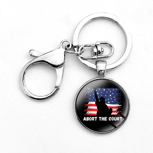 USA Abort The Court Glass Keychain With Clasp