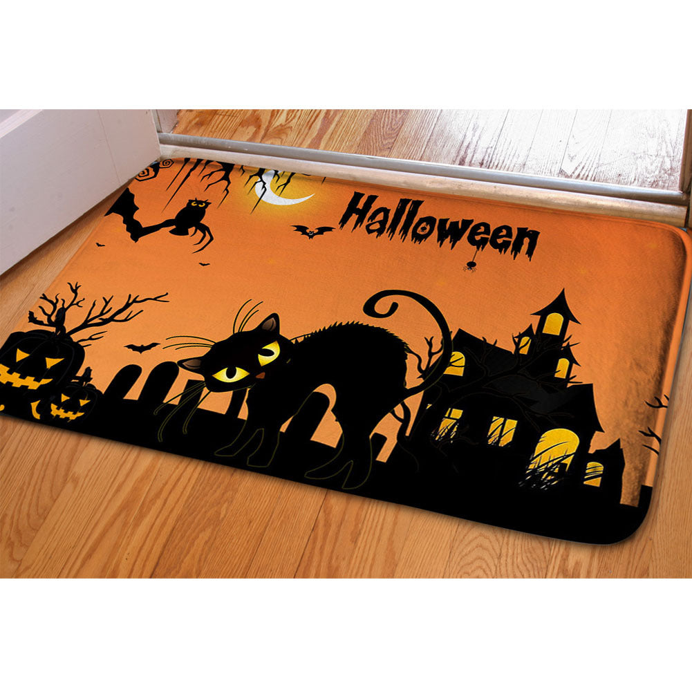 Halloween Ghost Bat Print Toilet Rug