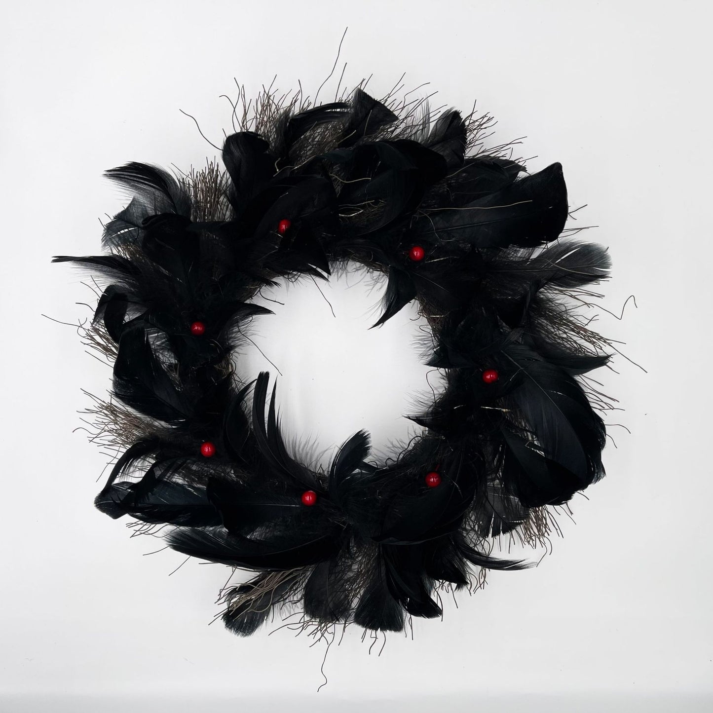 Halloween Black Crow Black Feather Wreath Glowable