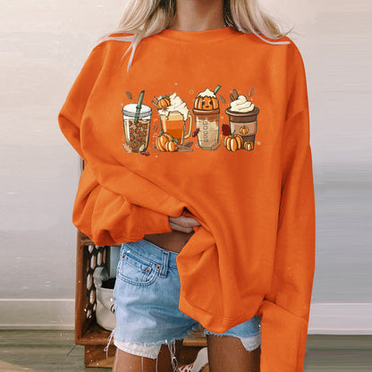 Halloween Women's Long Sleeve Casual Print Padded Sweatshirt