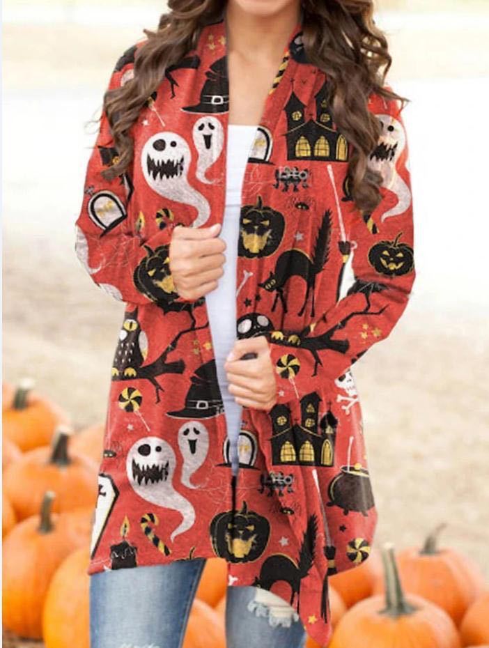 New European And American Casual Halloween Theme Printed Jacket Small Cardigan