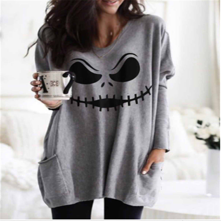 Halloween long-sleeved stitching top