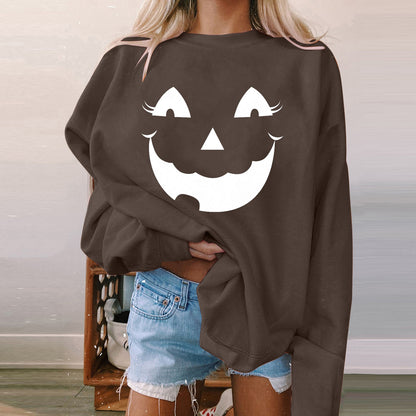 Halloween Women's Long Sleeve Casual Print Padded Sweatshirt