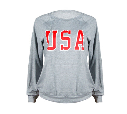 USA print T-shirt sweatshirt
