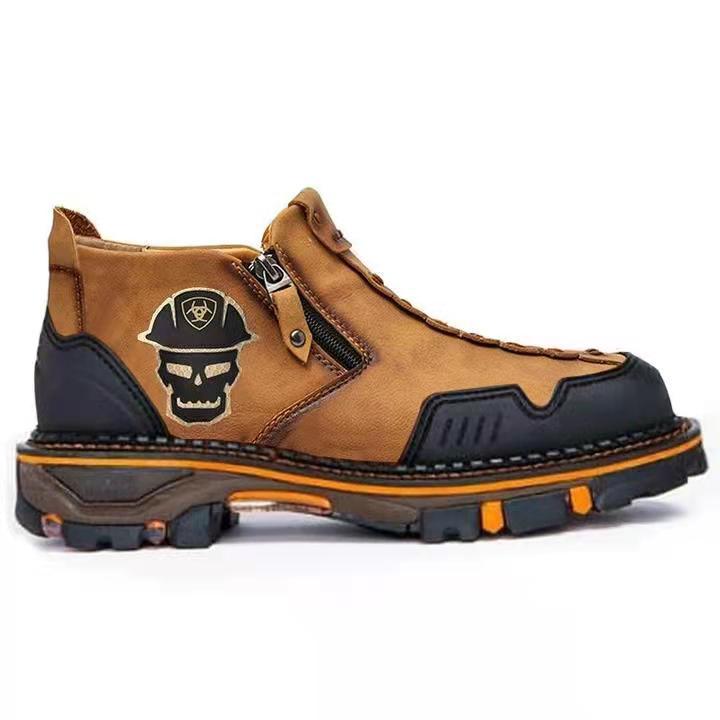 European And American Men's Short Boots Halloween Skull Shoes