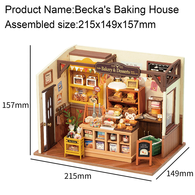 Robotime Rolife Becka's Baking House DIY Miniature House For Kids Children 3D Wooden Assembly Toys Easy Connection Home Decorate