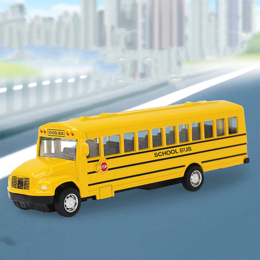 Educational Toys Birthday Gift Long Nose Bread Alloy Bus Warrior Scooter American School Bus Model