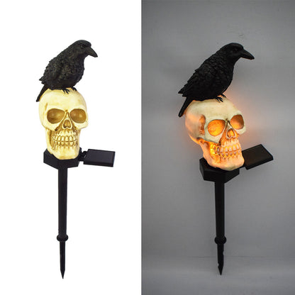 Solar Resin Halloween Crow Skull Outdoors