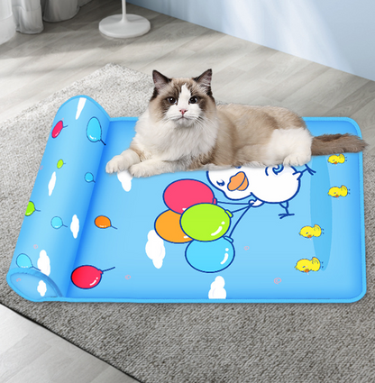 Summer Cooling Dog Mat With Pillow For Dog Cat Breathable Ice Pad Washable Sofa Breathable Print Cooling Pet Dog Bed For Dogs