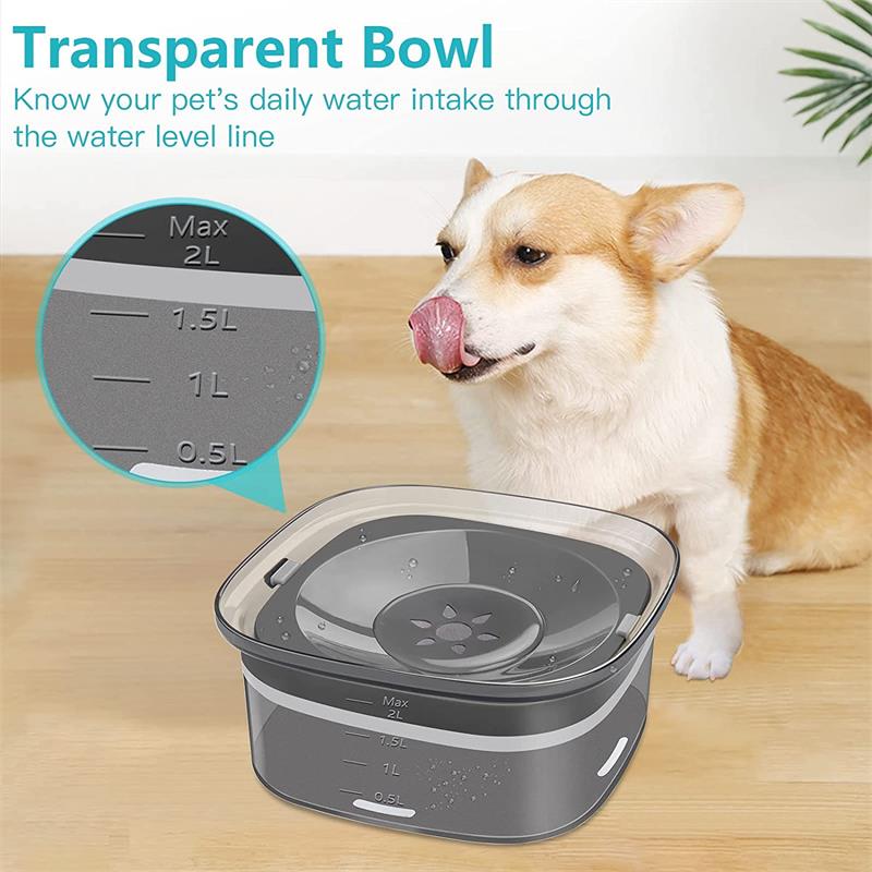 70oz Dog Water Bowl Large Capacity Spill Proof Dog Bowl Transparent 2L Visible Water Level Slow Drinking Bowl For Dogs And Cats Pet Products