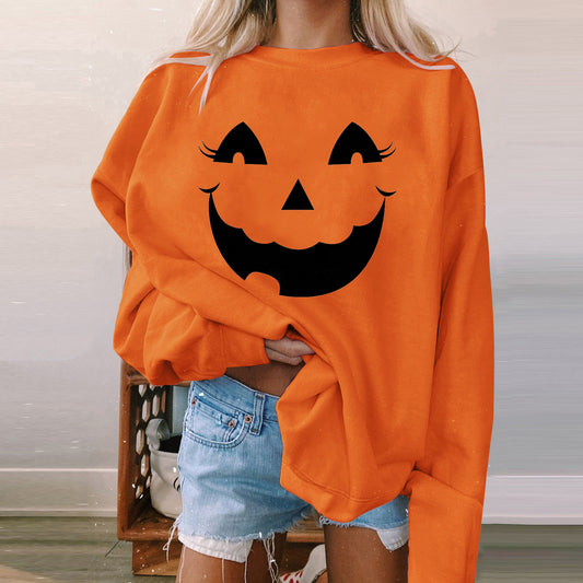 Halloween Women's Long Sleeve Casual Print Padded Sweatshirt