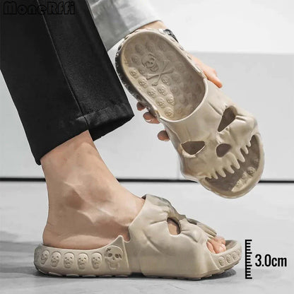 Personalized Skull Design Slippers Bathroom Indoor Outdoor Fun Slides Beach Shoes