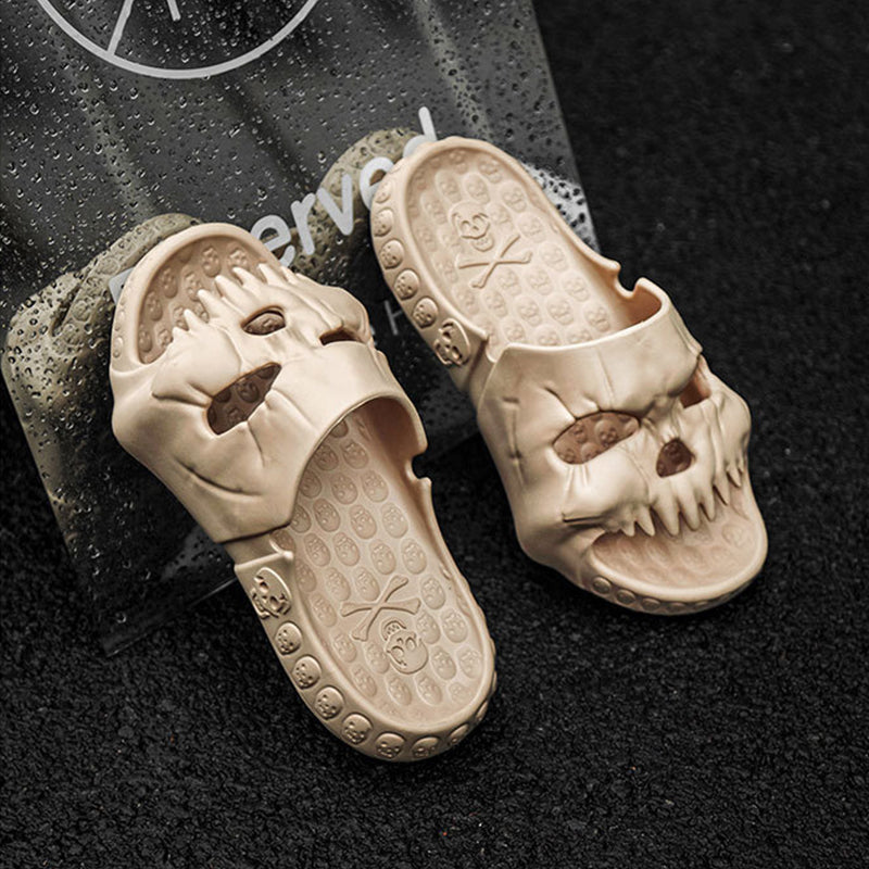 Personalized Skull Design Slippers Bathroom Indoor Outdoor Fun Slides Beach Shoes
