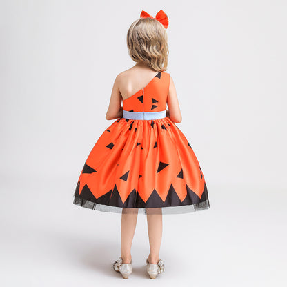 Girls Crossbody Funny Printed Princess Children's Halloween Dress