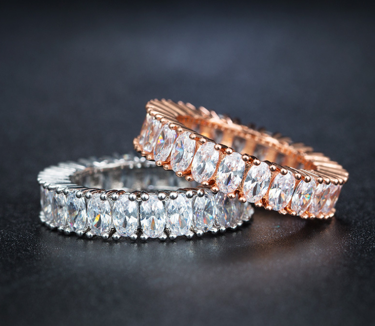 European and American women's luxury zircon ring full diamond ring jewelry birthday gift party jewelry